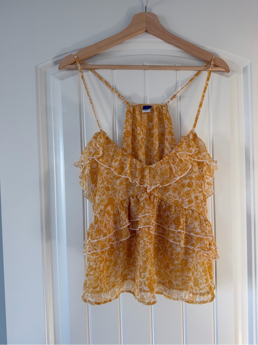 Old Navy Yellow Floral Ruffle Camisole Tank